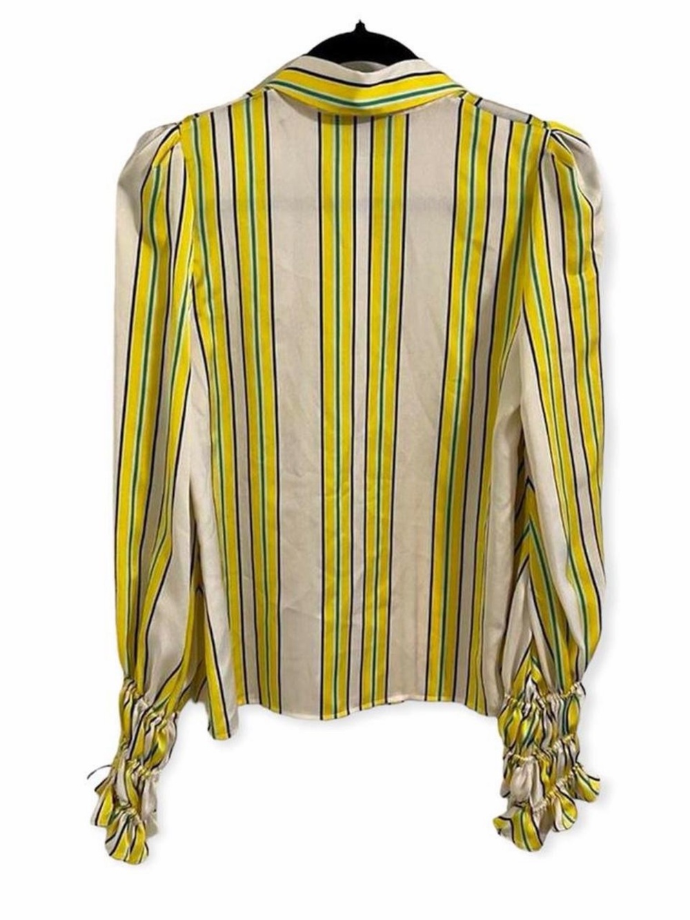 Alexis Striped Button-Down Blouse with Smocked Cuffs (XS) - Picture 4 of 8